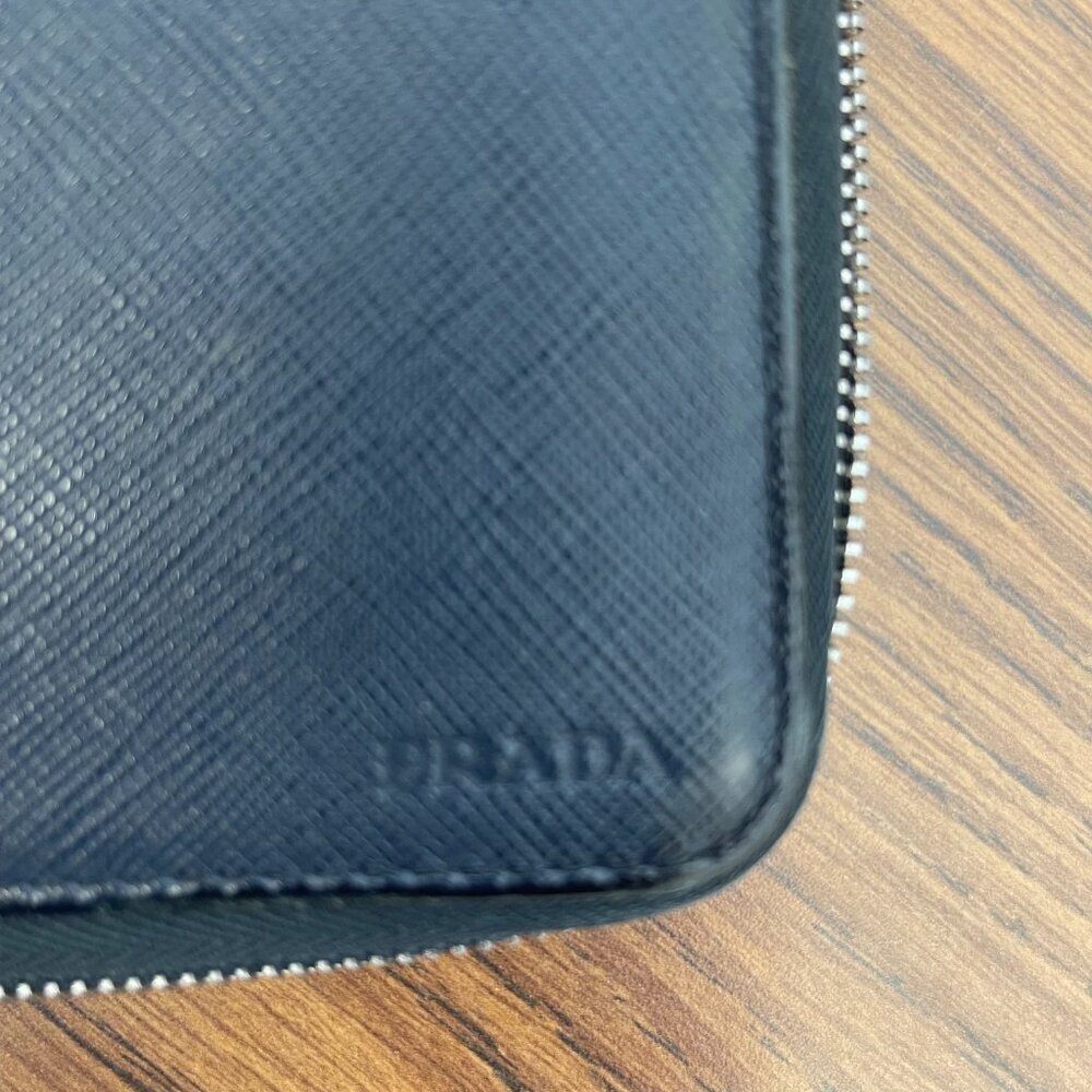 Prada Navy Saffiano Leather Long Travel Organizer Wallet - Preowned - Picture 13 of 15